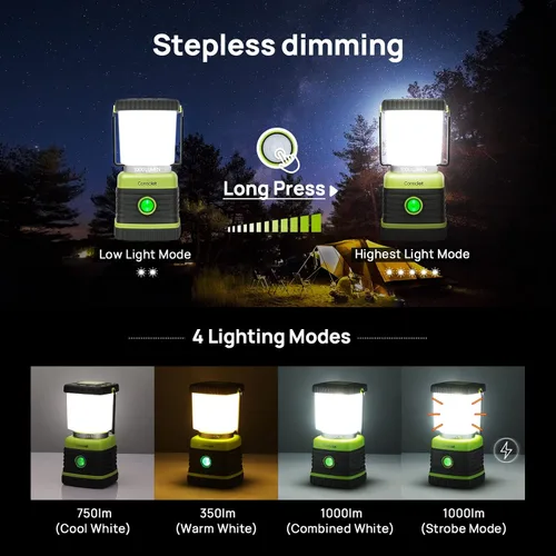 Miniatura 7 de Energizer Linternas LED recargables enchufables, luz de emergencia para el hogar (paquete de 3) + linterna LED de campamento, 1000 lm, 4 modos
