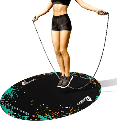 Alfombrilla de goma grande para hacer ejercicio, para el gimnasio en casa, diseño ovalado, antideslizante, para protección de suelo y cuerda Verde