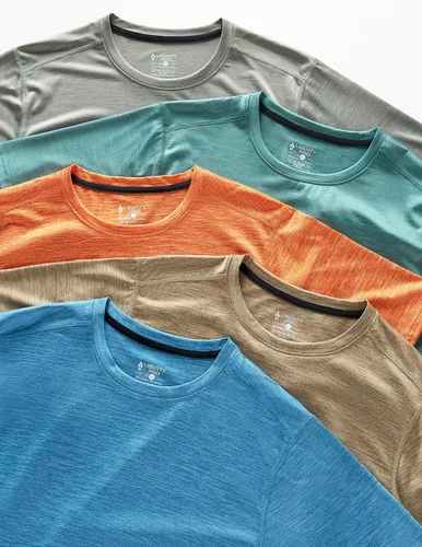 Miniatura 3 de Paquete de 5 camisetas de manga corta, con cuello redondo y de secado rápido para hombre, camisetas deportivas para correr, entrenar o ir al gimnasio