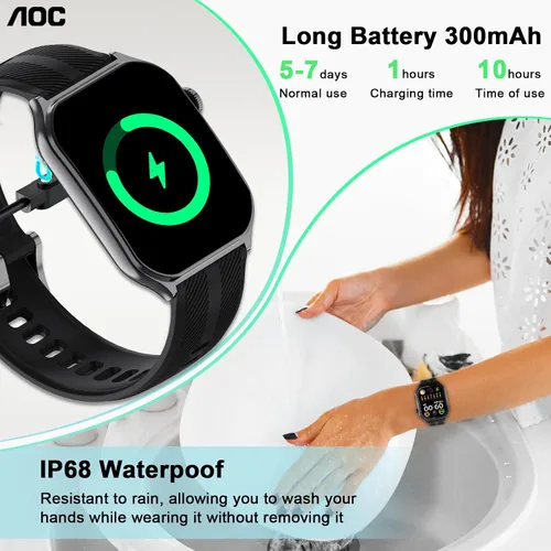 Miniatura 7 de AOC Reloj inteligente con pantalla AMOLED de 1.95 pulgadas, llamada ChatGPT AI y Bluetooth, rastreador de actividad física para mujeres y hombres