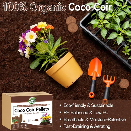 Miniatura 3 de Halatool 100 piezas 30mm de pellets de fibra de coco orgánico para inicio de semillas, tierra de fibra de coco comprimida para cultivar vegetales