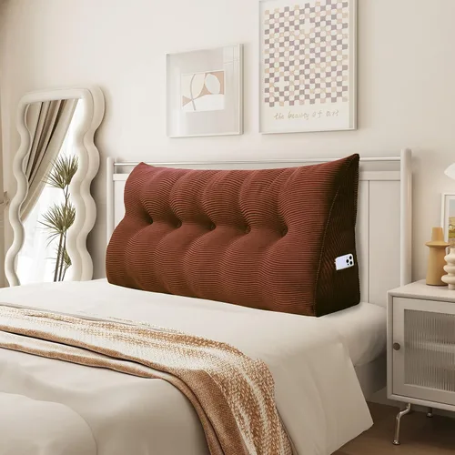 Miniatura 12 de Almohada de cuña triangular para cabecero, cojín de pana para sofá cama, respaldo grande, almohada de lectura, posicionamiento lumbar tapizado