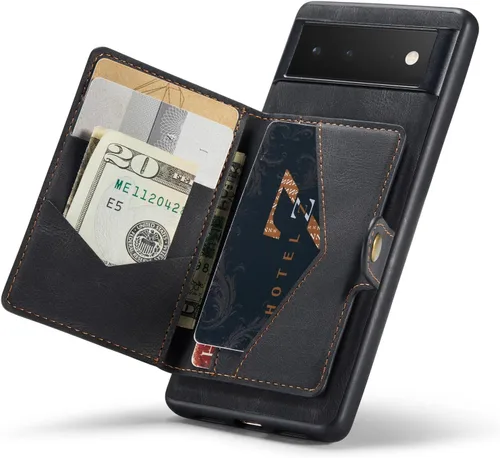 Funda para Google Pixel 6 Pro, cartera magnética desmontable con ranura para efectivo, soporte de carga inalámbrica, función atril compatible con