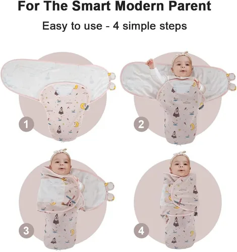Miniatura 5 de HOUSBAY Manta para envolver bebé niño y niña, material súper suave, para recién nacido, ajustable, saco de dormir con cremallera de 2 vías, 1 Cuento