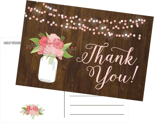 Hadley Designs - Moderna y bonita flor mate en blanco para tarjetas de agradecimiento para bodas, damas de honor, novia o baby shower, profesores,