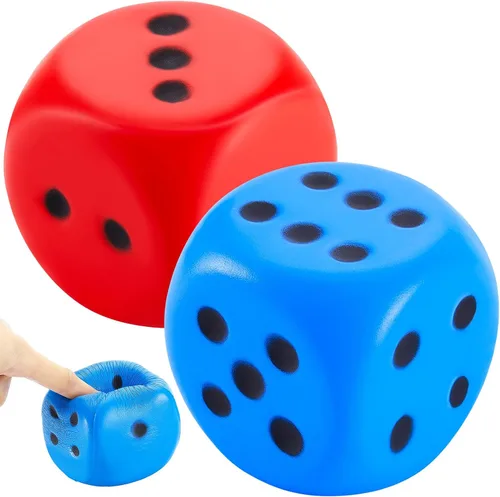 Miniatura 19 de Zomiboo 2 dados grandes de espuma de 2.3 pulgadas para el aula, gigantes de 6 caras, decoración de fiesta de casino, juguete para aliviar la azul