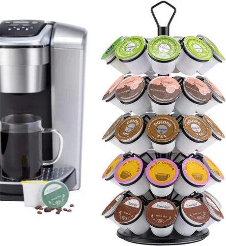Miniatura 9 de K-Cup - Almacenamiento de cápsulas de café, soporte para cápsulas de carrusel, almacenamiento para cápsulas K (27 cápsulas-3 niveles)