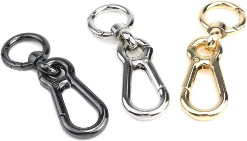 Miniatura 3 de 3 ganchos giratorios a presión, ganchos de presión para llavero, cierre de langosta, clip de resorte con anillo para llaves, cordones, suministros