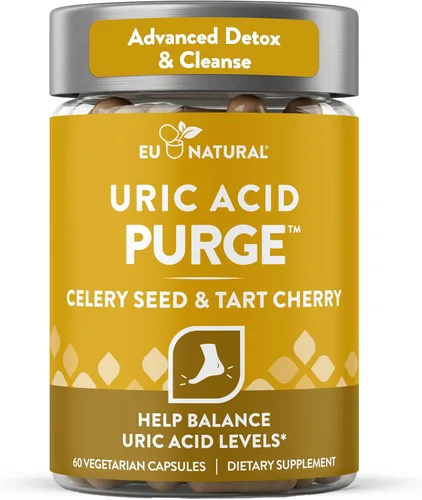 Miniatura 10 de Purga de Ácido Úrico - Come y Bebe lo que Quieras - Desintoxica y Limpia con Extracto de Semilla de Apio, Cereza Ácida y Chanca Piedra para Apoyo