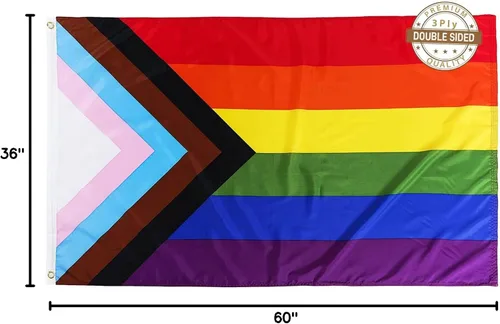Miniatura 8 de TOPFLAGS Bandera de orgullo para exteriores, doble cara, progreso, orgullo, banderas, 3 x 5 pies, gay, bisexual, LGBTQ+arco iris, resistente a