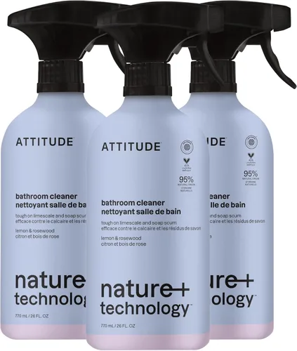 Miniatura 8 de ATTITUDE Spray limpiador de baño, verificado por EWG, a base de plantas y vegano, seguro para superficies de baño, azulejos, bañeras, paredes