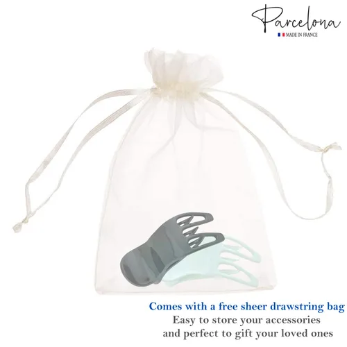 Miniatura 8 de Parcelona French Simply Bear Paw - Juego de 2 pinzas de acetato de celuloide mediano de 3 pulgadas para yoga y yoga (blanco y negro)