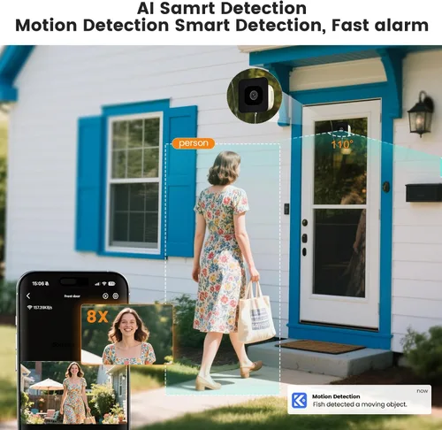 Miniatura 4 de Cámara de Ventana 3MP 2K, SpectraVivid Cámaras de Ventana con Visión Nocturna a Color AI para Seguridad del Hogar, WiFi 2.4G y 5G, Sirena