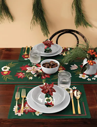 Miniatura 4 de Now Designs Camino de mesa navideño Amaryllis - Decoración festiva