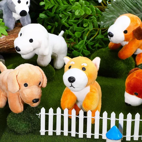 Miniatura 6 de Sumind 8 piezas de perros de Navidad de peluche, surtido a granel de lindos perritos de peluche de 5 pulgadas, pequeño animal para Navidad