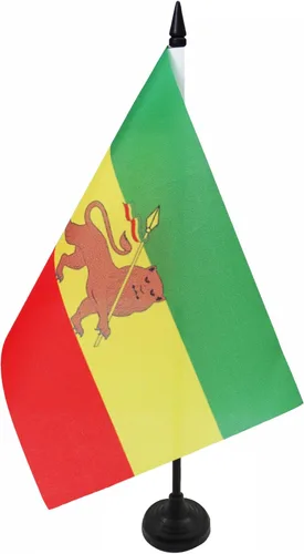 Miniatura 271 de AZ FLAG Sierra Leone Bandera de mesa 5'' x 8'' - Bandera de escritorio de Sierra Leona 21 x 14 cm - Bastón y base de plástico negro