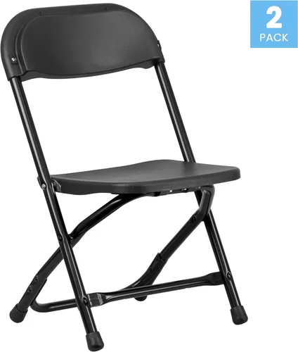 Miniatura 4 de Flash Furniture Paquete de 2 sillas plegables de plástico negro para niños
