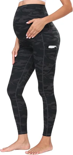 Miniatura 30 de WHOUARE Leggings de maternidad sobre el vientre con bolsillos para mujer, cintura alta, entrenamiento, pantalones de yoga