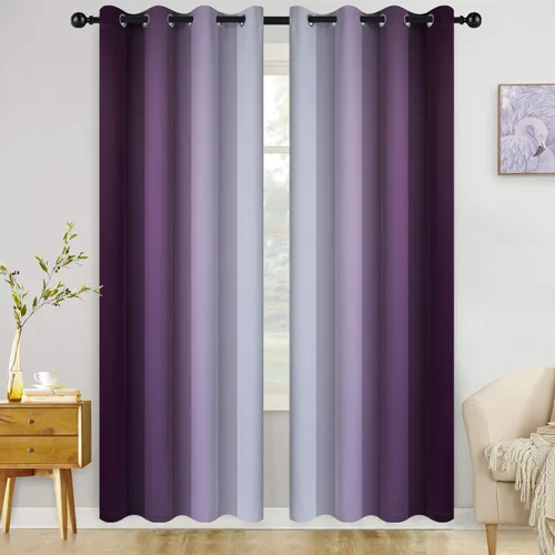 Miniatura 41 de COSVIYA Cortinas 100% Opacas Azul Degradado con Lazos Ajustables para Cocina Aislamiento Térmico Oscurecimiento de Habitación Cenefa con Bolsillo