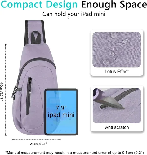 Miniatura 4 de TITECOUGO Bolso bandolera pequeño, mochila cruzada ligera para hombres y mujeres, bolsa de hombro para deportes y exteriores
