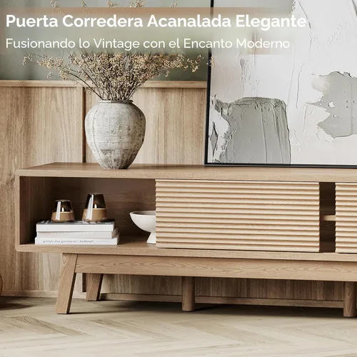 Miniatura 3 de TOLEAD Consola de TV de 59 pulgadas, consola multimedia moderna de mediados de siglo para TV de 55/60/65 pulgadas, soporte de TV de perfil bajo