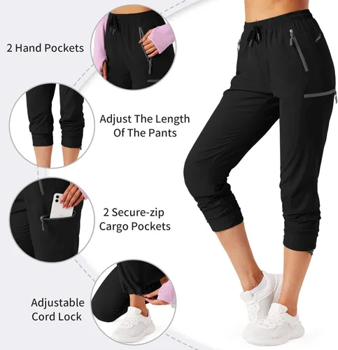 Miniatura 3 de Pantalones cargo de senderismo para mujer, ligeros, de secado rápido, resistentes al agua, UPF 50+ con bolsillos con cremallera