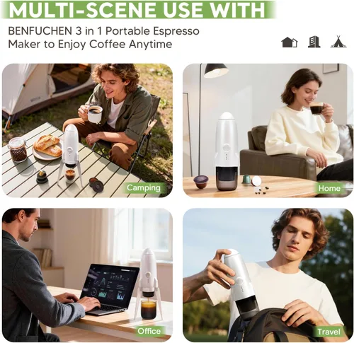 Miniatura 2 de Máquina de café espresso portátil 3 en 1 sobre la marcha, cafetera eléctrica de autocalentamiento, mini cafetera de mochilero compatible