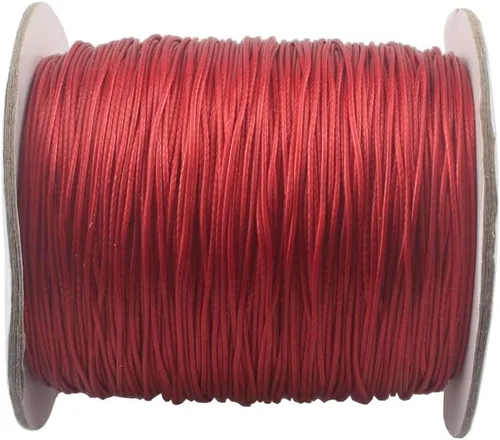 Cordón de poliéster encerado para hacer joyas, cuerda encerada con carrete para hilo de bricolaje (rojo, 0.020 in (150 yardas))