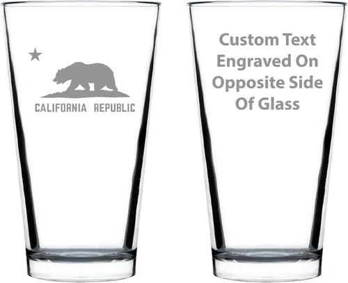 Vaso de pinta personalizado con bandera de California para cerveza, decoración de beber con temática estatal y regalos para mujeres y hombres