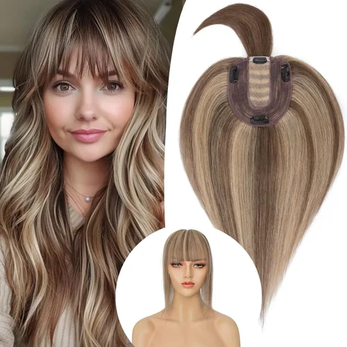 Miniatura 107 de Rich Choices Pelucas con topper de cabello para mujeres, cabello humano real 100% Remy, sin flequillo, para mujeres con adelgazamiento en la parte