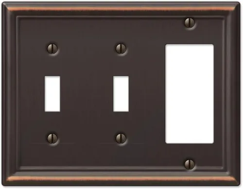 Miniatura 32 de Amerelle 149R4DB - Placa de pared Chelsea, 4 interruptores de palanca, acero, bronce envejecido, paquete de 1