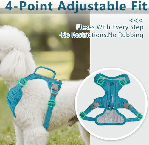 Miniatura 7 de BARKBAY Arnés Oxford sin tirones para perro con bolsillo para etiqueta de identificación, resistente, reflectante, fácil control para perros grandes