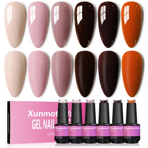 Miniatura 11 de Juego de esmaltes de uñas de gel, 6 colores, color rosa nude, kit de esmalte de uñas LED UV, kit de uñas Minicure para bricolaje, arte de uñas