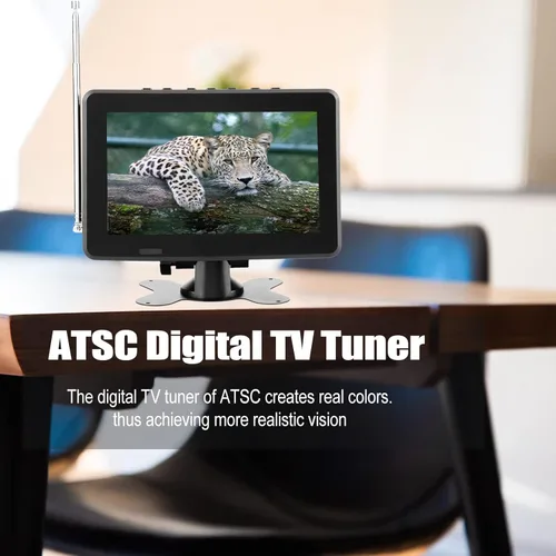 Miniatura 4 de Yoidesu Monitor LCD de TV portátil, 7 pulgadas 1080P recargable para automóvil TV digital con sintonizador ATSC, entrada AV, radio FM, SD, MMC, USB