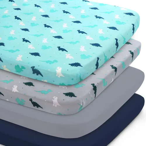 Miniatura 11 de Juego de sábanas para mini cuna para niñas, paquete de 4, sábanas para mini cuna portátil para niñas (38" x 24") Multiuso para Pack n Play