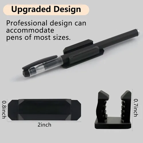 Miniatura 4 de Paquete de 10 soportes adhesivos para bolígrafos para escritorio, soporte de silicona para aula, accesorios para profesores y estudiantes, Negro