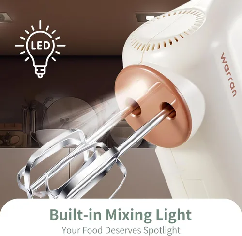 Miniatura 8 de Batidora de mano eléctrica compacta y ligera de 300W, con potente motor DC silencioso para hornear, pasteles, brownies, masa para galletas, ideal