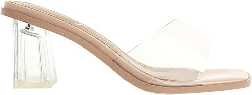 Miniatura 4 de vivianly Sandalias de tacón transparente para mujer, tacones gruesos transparentes, sin espalda, puntera abierta, sin cordones, zapatos de vestir
