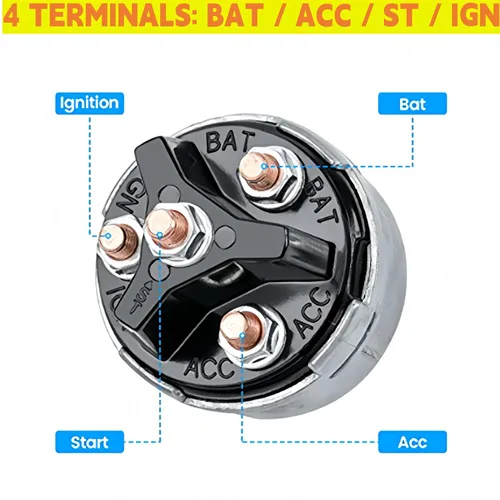 Miniatura 4 de Interruptor de encendido con 4 posiciones 4 terminales de repuesto para Ford Jubilee Massey Ferguson Tractor Trailer Caterpillar Agricultura Plant