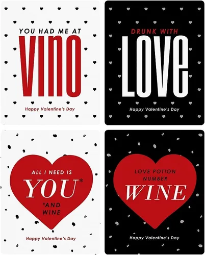 Miniatura 6 de Big Dot of Happiness - Día de San Valentín - Regalo para mujeres y hombres - Etiquetas adhesivas para botellas de vino - Juego de 4