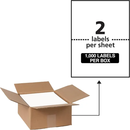 Avery Etiquetas impermeables, adhesivo Ultrahold, 5.5 x 8.5 pulgadas, caja de 1,000 etiquetas para impresoras láser (95526)
