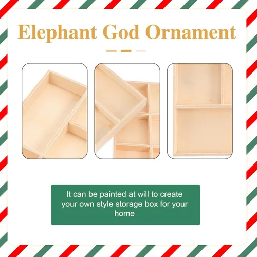 Miniatura 3 de EXCEART Caja de decoración de Navidad, bandeja de madera con divisores, 4 compartimentos, caja de almacenamiento decorativa para joyas, organizador