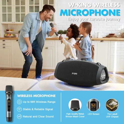 Miniatura 3 de W-KING Altavoces Bluetooth portátiles con micrófono inalámbrico, (pico de 120 W) 70 W altavoz para exteriores Bluetooth inalámbrico impermeable