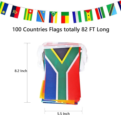 Miniatura 2 de Banderas de cuerda de 100 países, banderines internacionales, banderas del mundo para bares olímpicos, clubes deportivos, decoraciones escolares