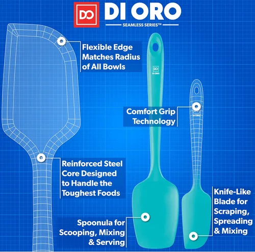 Miniatura 4 de DI ORO Juego de espátulas de silicona – Espátulas de cocina de goma para hornear, cocinar y mezclar – Resistente al calor a 600 °F y libre de BPA