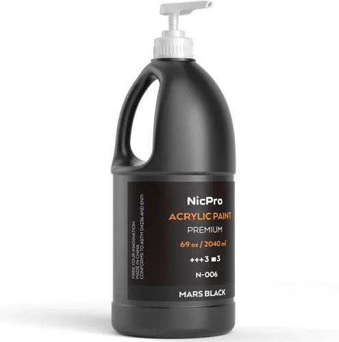 Nicpro Juego de pintura acrílica grande negra (69 onzas, 69.0 fl oz), suministros de pintura artística no tóxicos para múltiples superficies,