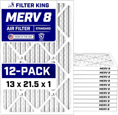 Miniatura 221 de Filter King Filtro de aire de 5.88 x 12.13 x 1 (MERV 8) (paquete de 12) filtros de horno de CA para control de polvo y alergias, fabricados en EE.
