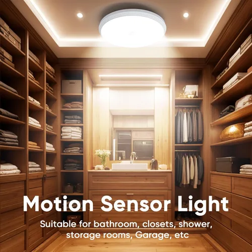 Miniatura 6 de Luces de armario recargables con sensor de movimiento, luz de techo a batería, luz inalámbrica con sensor de movimiento para interiores, luz