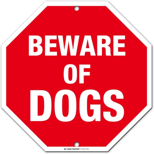 Letrero con texto en inglés "Beware of Dog", aluminio 0.40 de 12 x 12 pulgadas, resistente a la decoloración, uso en interiores y exteriores,