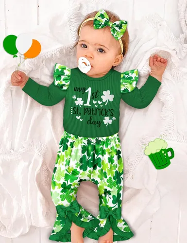 Miniatura 48 de Ropa de bebé niña, 4 piezas, trajes de niña recién nacida, con volantes, mameluco de campana para bebé, diadema, bandana, conjuntos de ropa, regalos